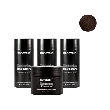 3x Keratain Streuhaar + gratis Keratain Pomade - Dunkelbraun (25 gr) 3x Keratain Streuhaar + gratis Keratain Pomade - Dunkelbraun (25 gr) - Hairgivers