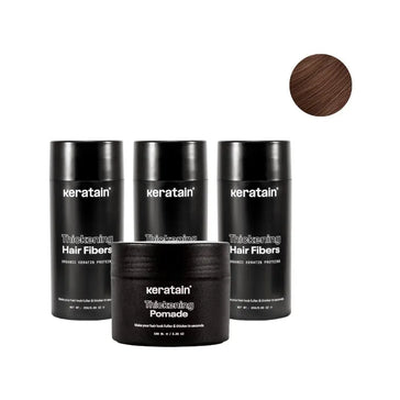3x Keratain Streuhaar + gratis Keratain Pomade - Mittlelbraun (25 gr) 3x Keratain Streuhaar + gratis Keratain Pomade - Mittlelbraun (25 gr) - Hairgivers