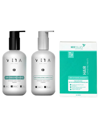 Neofollics Tabletten & Veta Shampoo + Conditioner Behandlung von frühem erblich bedingtem Haarausfall bei Frauen - Hairgivers
