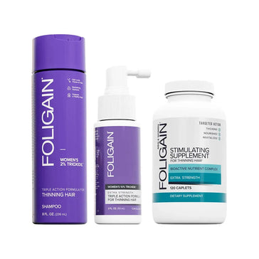 Foligain Shampoo + Lotion + Haarwuchs Kapseln (Frau) Foligain Haarwuchsbehandlung (Frau) - Hairgivers