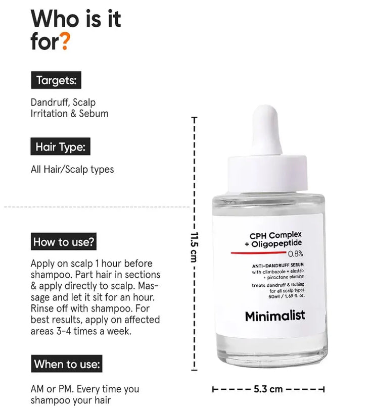 Minimalist CPH Complex + Oligopeptide 0.8% Anti-Schuppen Kopfhaut Serum - Hairgivers