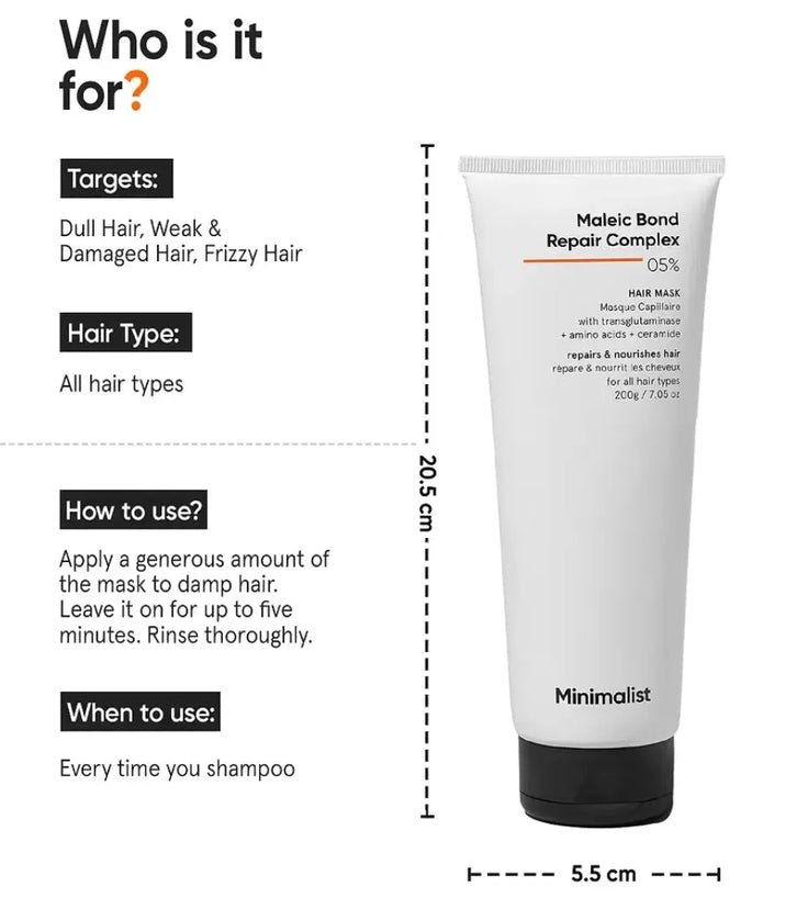 Minimalist Maleic Bond Repair Complex 05% Haarmaske - Hairgivers
