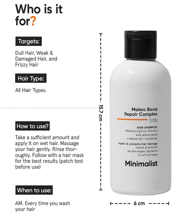 Minimalist Maleic Bond Repair Complex 3.5% Repair Shampoo - Hairgivers