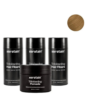 3x Keratain Streuhaar + gratis Keratain Pomade - Dunkelblond (25 gr) - Hairgivers