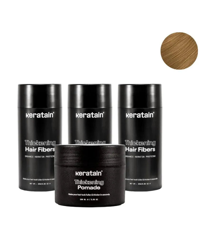3x Keratain Streuhaar + gratis Keratain Pomade - Dunkelblond (25 gr) - Hairgivers