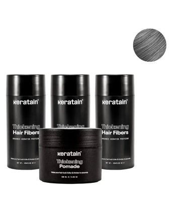 3x Keratain Streuhaar + gratis Keratain Pomade - Grau (25 gr) - Hairgivers