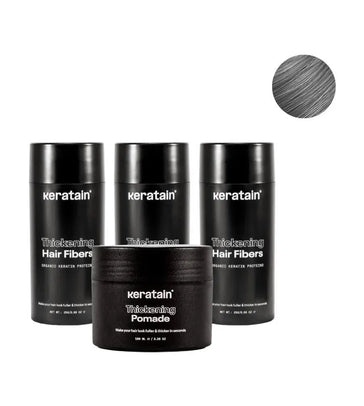 3x Keratain Streuhaar + gratis Keratain Pomade - Grau (25 gr) - Hairgivers