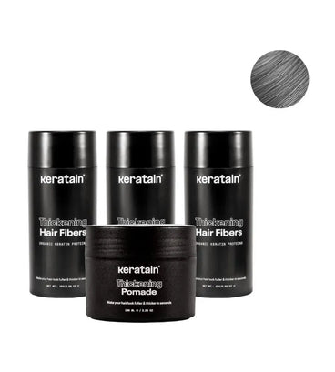 3x Keratain Streuhaar + gratis Keratain Pomade - Grau (25 gr) - Hairgivers