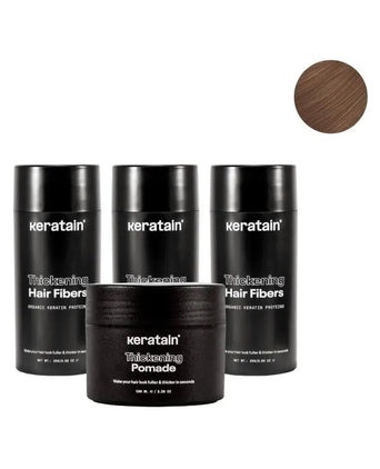 3x Keratain Streuhaar + gratis Keratain Pomade - Hellbraun (25 gr) - Hairgivers