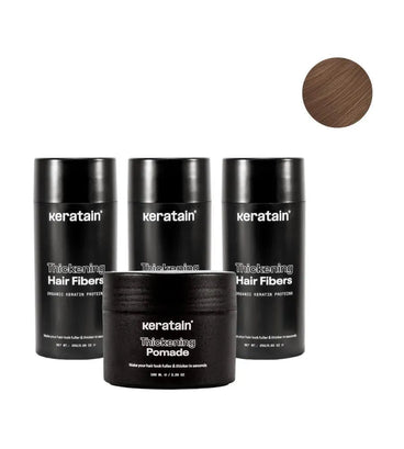 3x Keratain Streuhaar + gratis Keratain Pomade - Hellbraun (25 gr) - Hairgivers