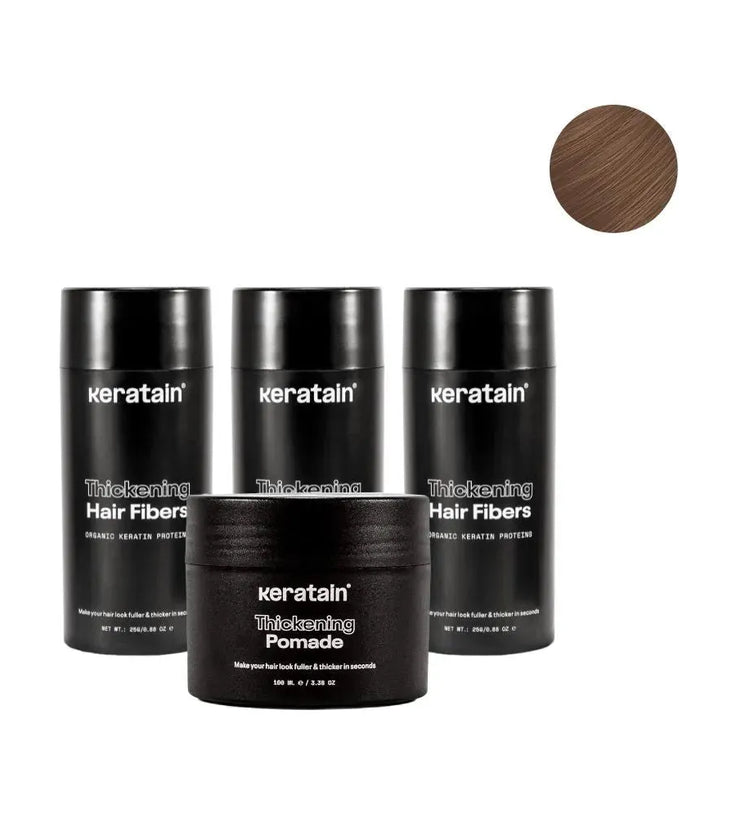 3x Keratain Streuhaar + gratis Keratain Pomade - Hellbraun (25 gr) - Hairgivers