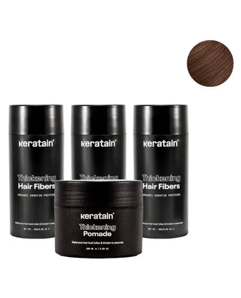 3x Keratain Streuhaar + gratis Keratain Pomade - Mittlelbraun (25 gr) - Hairgivers