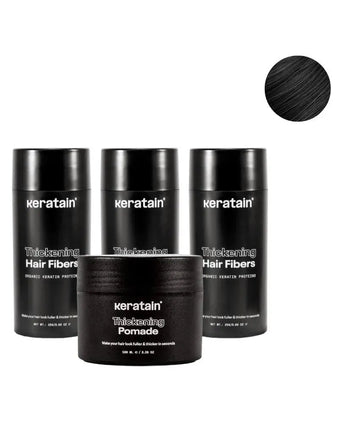 3x Keratain Streuhaar + gratis Keratain Pomade - Schwarz (25 gr) - Hairgivers