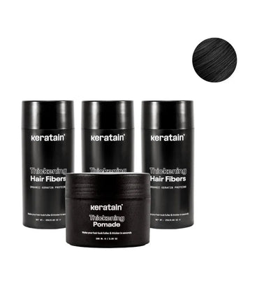 3x Keratain Streuhaar + gratis Keratain Pomade - Schwarz (25 gr) - Hairgivers