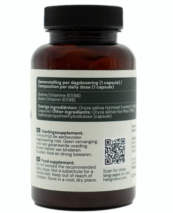 Hairgivers Biotin Supplement 1000 mcg | 60 Kapseln (Vitamin B7)
