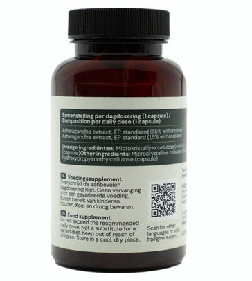 Hairgivers Ashwagandha Supplement 500 mg | 60 Kapseln (Vegan)