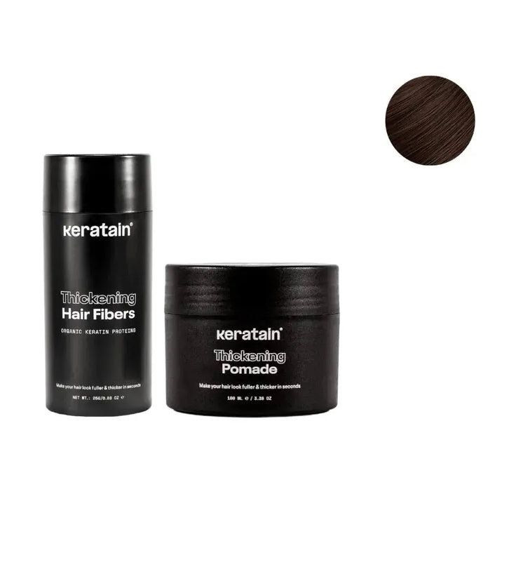 Keratain Pomade + Keratain Streuhaar - Dunkelbraun (25 gr) - Hairgivers